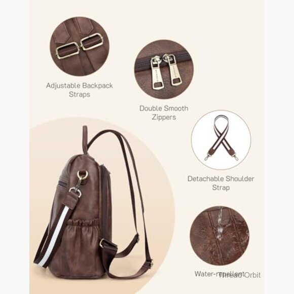PU Leather Anti-Theft Backpack Purse, Convertible Satchel for Travel & Work main image 6